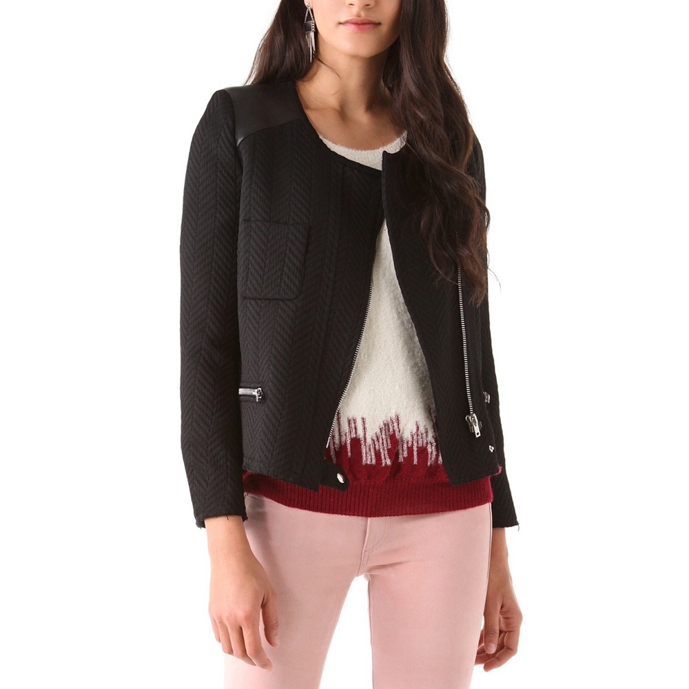 IRO Phoebe Leather-Paneled Jacket Size 0 XS